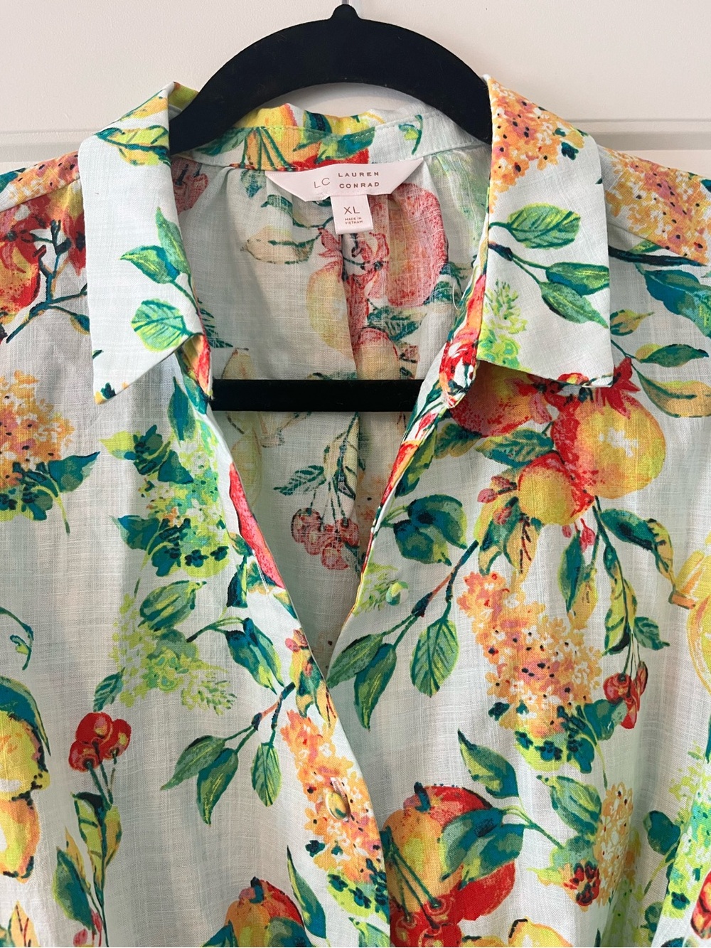 Floral Puff-Sleeve Drawstring Crop Top - Lemon Print - Picture 3 of 7